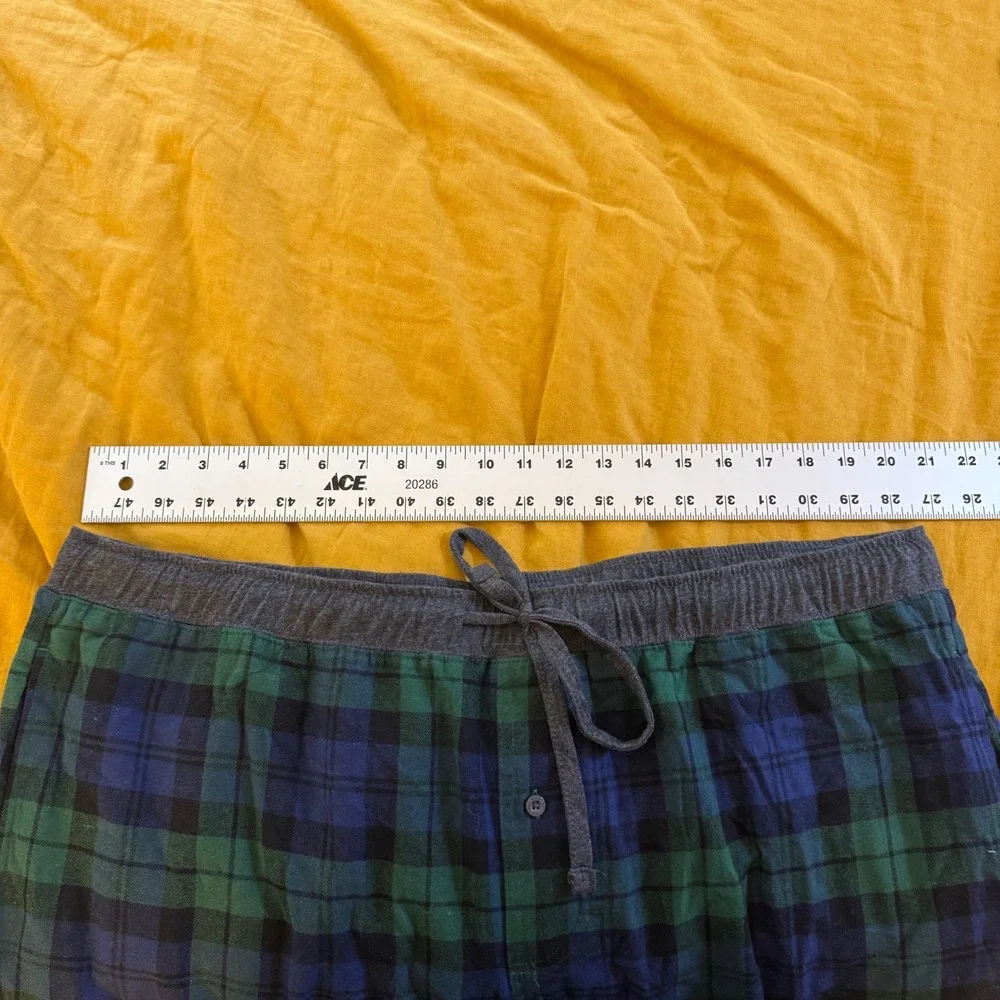 Eddie Bauer Lounge Mens XXL Green Navy Black Watch Plaid Pajama Pants Flannel - Picture 4 of 6